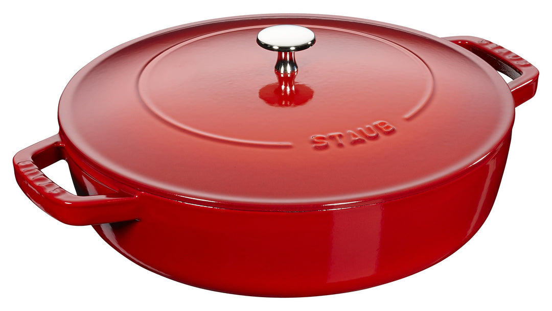 STAUB Gusseisen Bräter, Chistera Tropfenstruktur im Deckel, Rund 24 cm, 2,5 L, Kirschrot Kirschrot 2