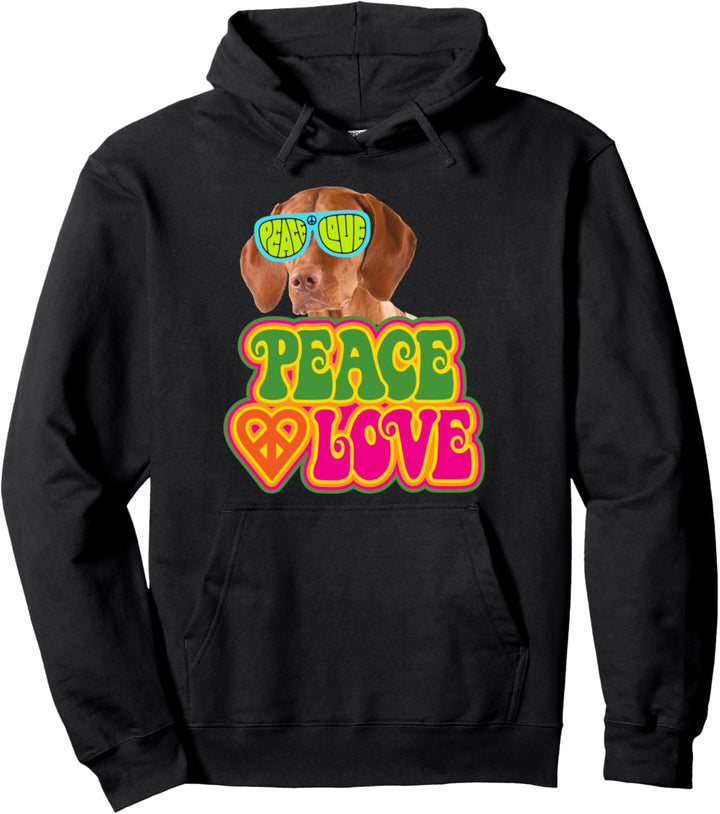 Peace Heart Love Dog Vizsla Pullover Hoodie