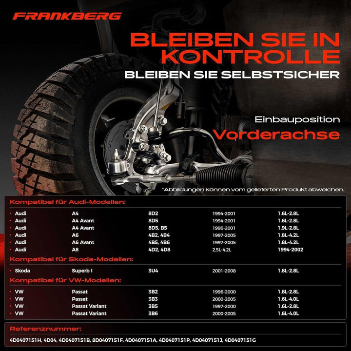 Frankberg 2x Querlenker Vorderachse Unten Kompatibel mit Superb I 3U4 1.8L-2.8L 2001-2008 P.a.s.s.a.