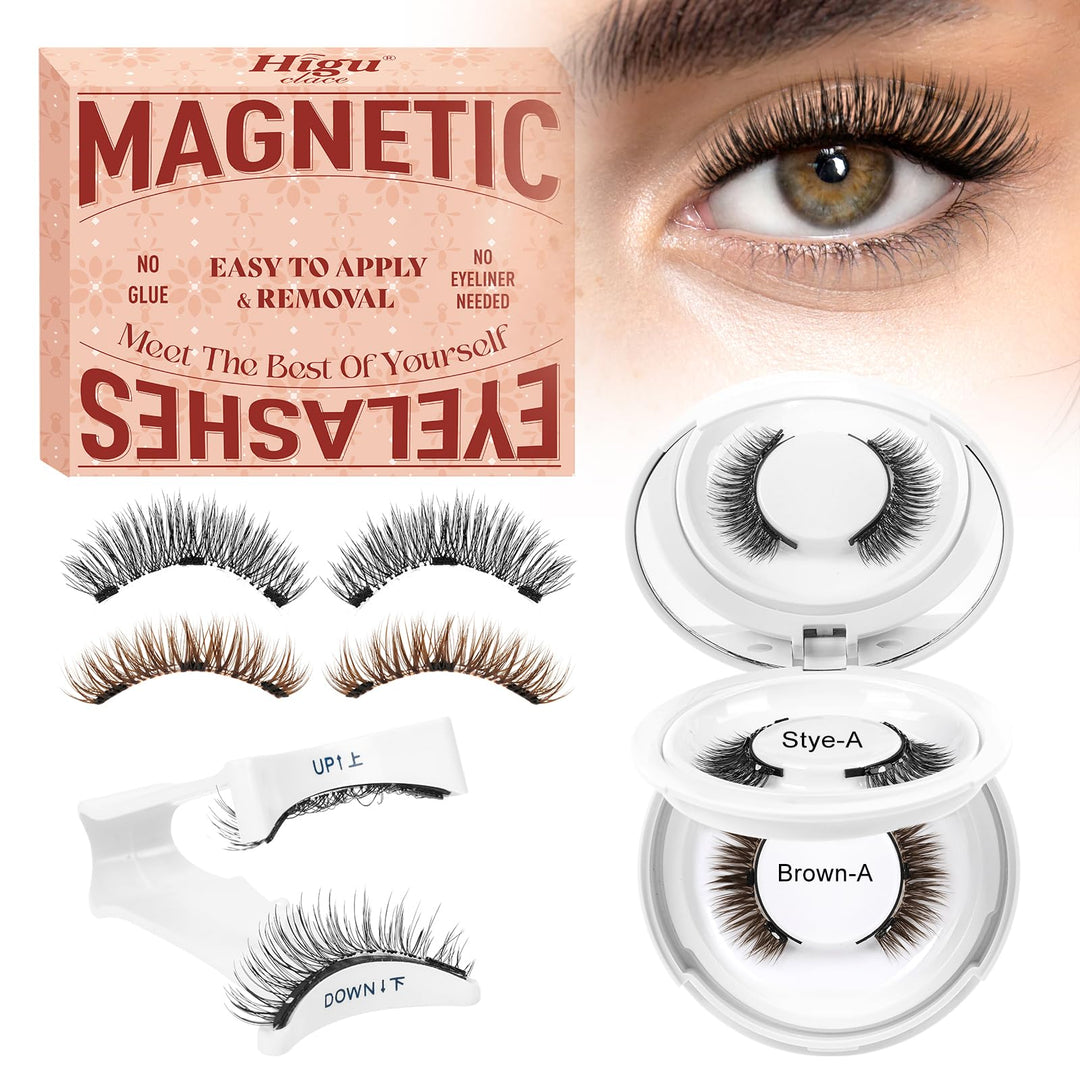 Higu clace Magnetische Wimpern,Magnet Wimpern Ohne Eyeliner,Magnetische Wimpern mit Applikator,Wimpe