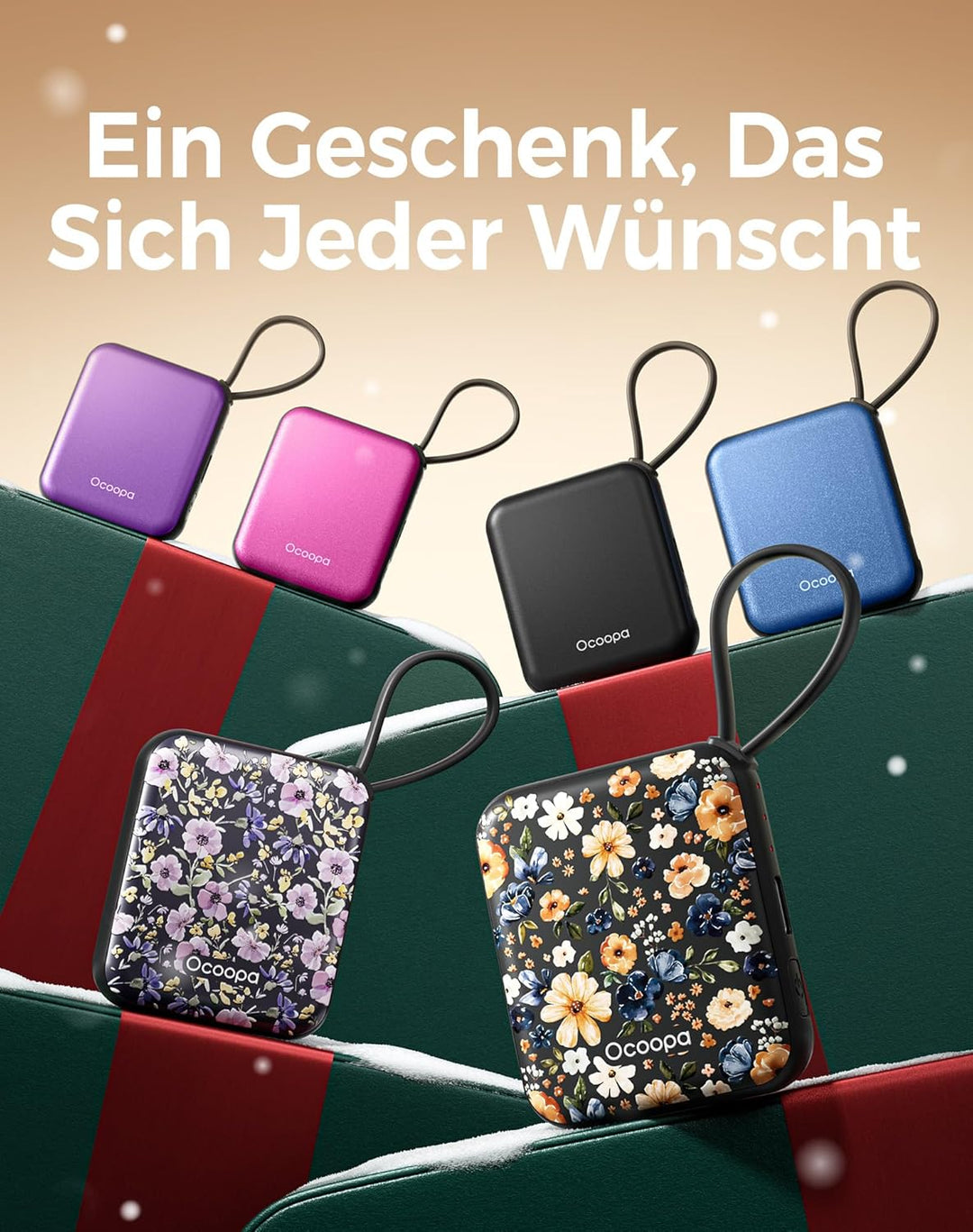 OCOOPA Handwärmer Elektrisch 2er Set, Wiederverwendbar 4000mAh USB Taschenwärmer, 3 Wärmestufen, Max