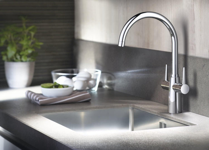Grohe Ambi | Küchenarmatur - Spültischarmatur | Zweigriff, hoher Auslauf | 30189000 Chrom, Chrom