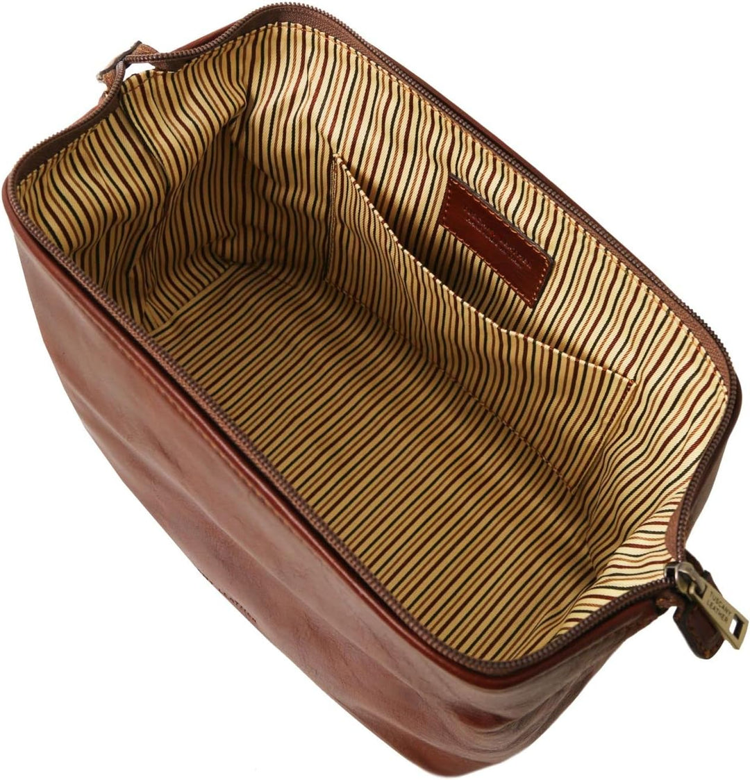 Tuscany Leather Smarty Reise- Kulturtasche aus Leder - Gross Braun, Braun