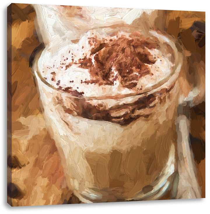 Leckerer Cappucino, Format: 70x70 auf Leinwand, XXL riesige Bilder fertig gerahmt mit Keilrahmen, Ku