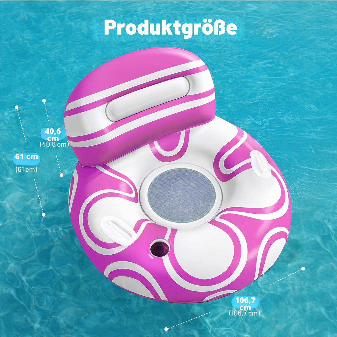Sloosh aufblasbare Pool Float mit grosser Rückenlehne, Riesige Wasser Pool Luftmatratze Pool Schwimm