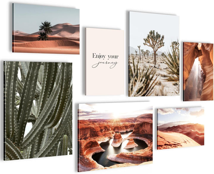 Novart Wandbilder Landschaft Wüste - KOMPLETT AUFHÄNGFERTIG - Natur Wohnzimmer Schlafzimmer- 7 Moder