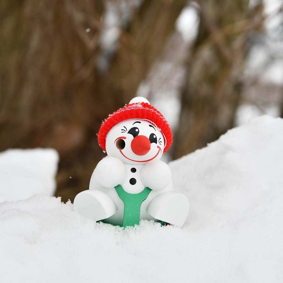 Seiffener Volkskunst | Deko Räuchermännchen | Cool-Man Räuchermann 9 cm | Schneemann | Original Erzg