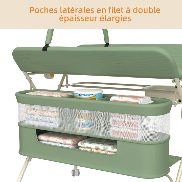 OHMG Wickeltisch für Babys,tragbarer klappbarer Wickeltisch mit Rollen,Mobile wickeltisch klappbar,w