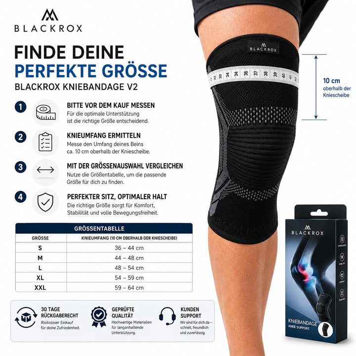 BLACKROX Kniebandage Sport Vergleichssieger Kompressions Knie Bandage, Sportkniebandage, Sport Fussb