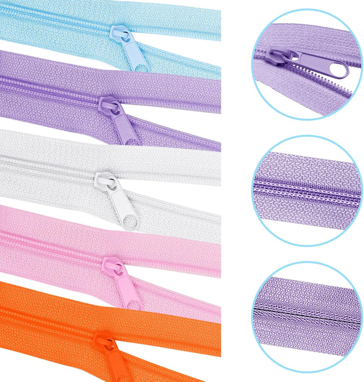 DOITEM 2,8 mm 10 Farben Reissverschlüsse 28 m Nylon-Endlos-Reissverschluss-Set mit Schieber und Reis