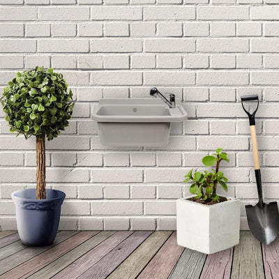 Waschbecken Ausgussbecken mit Armatur 59 cm x 34 cm x 21 cm Spülbecken Waschtrog mit Überlauf Waschb