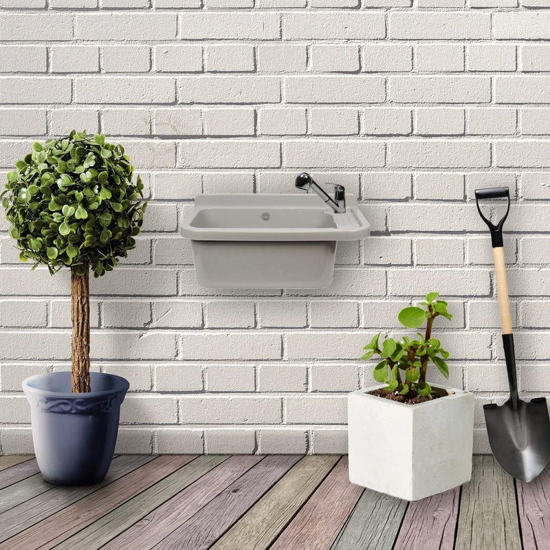 Waschbecken Ausgussbecken mit Armatur 59 cm x 34 cm x 21 cm Spülbecken Waschtrog mit Überlauf Waschb