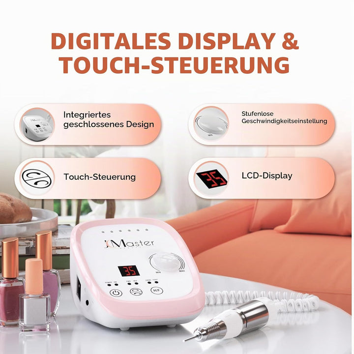 Nagelfräser JCMaster Profi, Fräser Nägel max. 35.000 U/Min, Elektrische Nagelfeile mit Fusspedal für