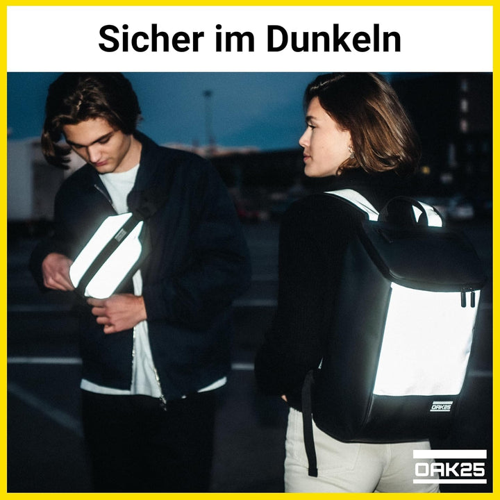 OAK25 Rucksack Damen & Herren Grün - Daybag - Reflektierender Fahrradrucksack - Hohe Sichtbarkeit &