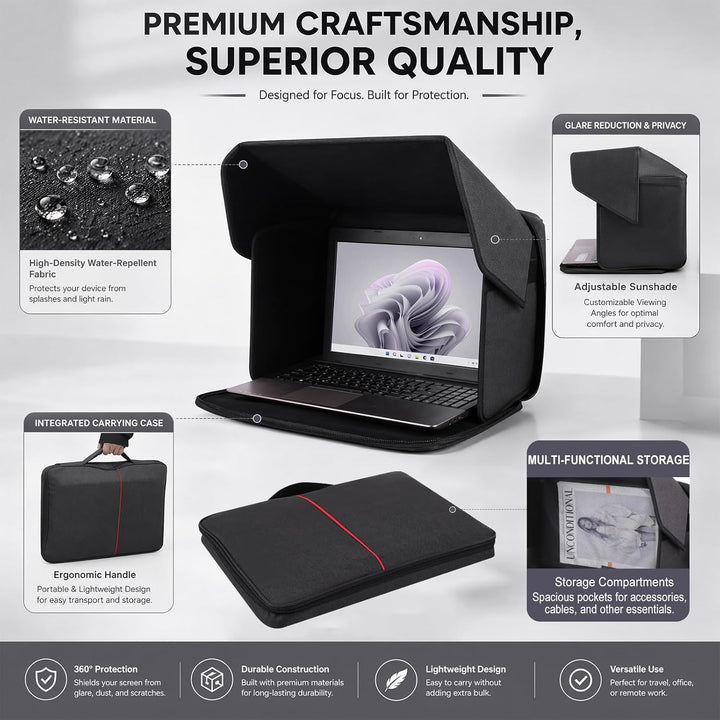 Laptop Sonnenschutz, 2-in-1 Laptoptasche Computer-Sonnenschutz Blendschutz für Arbeiten im Freien, T