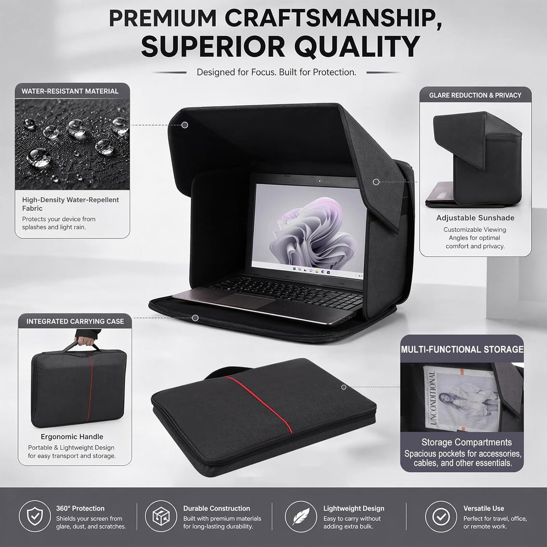 Laptop Sonnenschutz, 2-in-1 Laptoptasche Computer-Sonnenschutz Blendschutz für Arbeiten im Freien, T