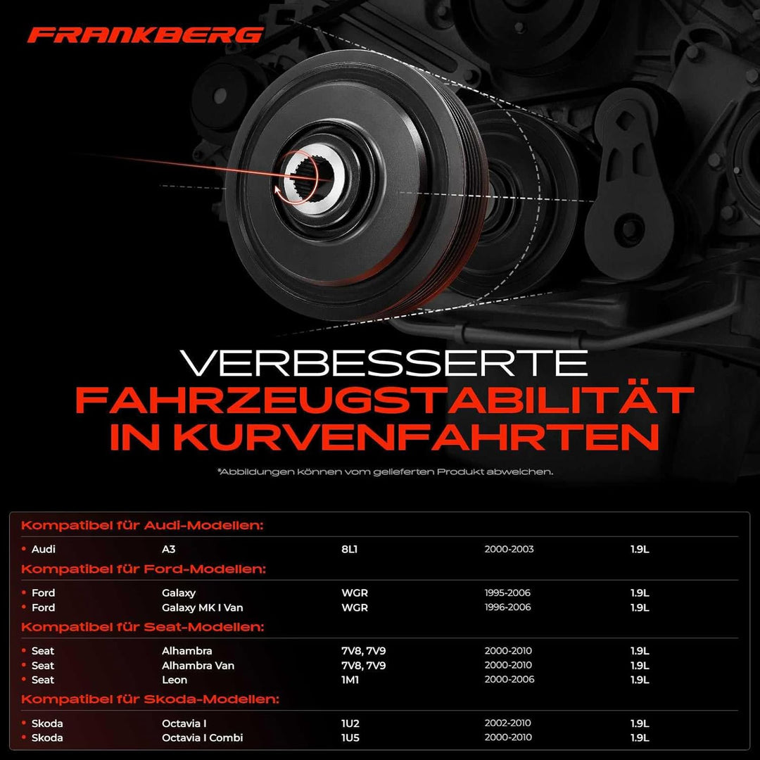 Frankberg Riemenscheibe Kurbelwelle Kompatibel mit A3 8L1 1.9L 2000-2003 Golf IV 1J1 1999-2005 Golf