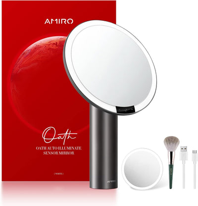 AMIRO 9" Schminkspiegel mit Beleuchtung, Smart Sensor & Touch-Steuerung, 3 Farben & 6 Helligkeiten,
