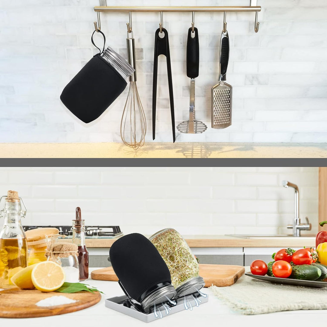 Deefongo 1000 ml Sprossen-Set, 4er Sprouting jar Glas,Keimglas-Set, Weithalsgläser mit abgeschirmten