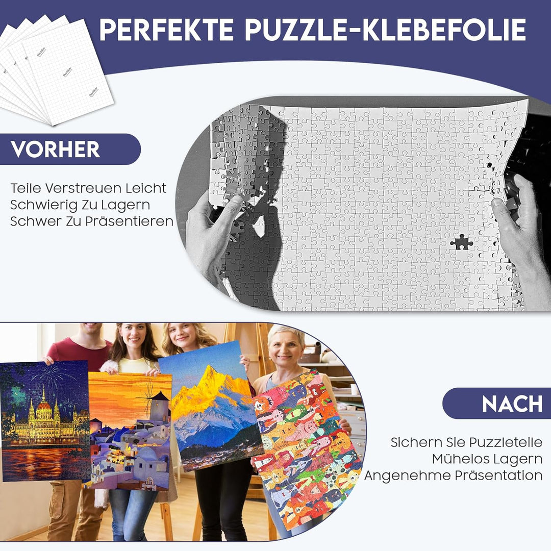 Nariolar Ultra-Haftung Puzzle Klebefolie, 64 Super Puzzlekleber zum Erhalt von 8 x 1000 Teile Puzzle