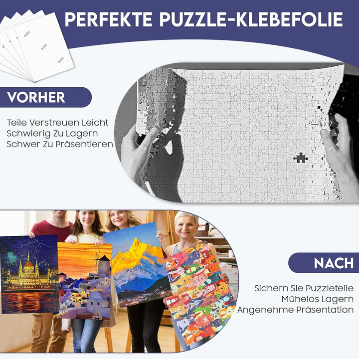 Nariolar Ultra-Haftung Puzzle Klebefolie, 64 Super Puzzlekleber zum Erhalt von 8 x 1000 Teile Puzzle