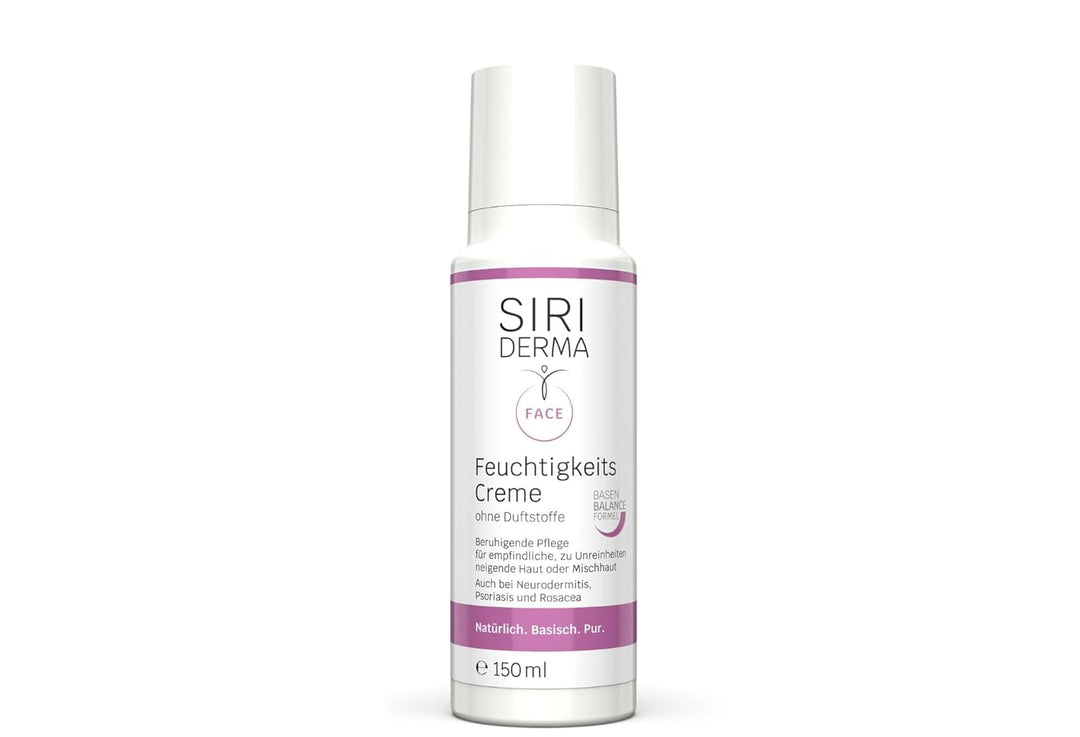SIRIDERMA Basische Feuchtigkeitscreme | 150 ml | Ohne Duftstoffe | Pflege für empfindliche Mischhaut
