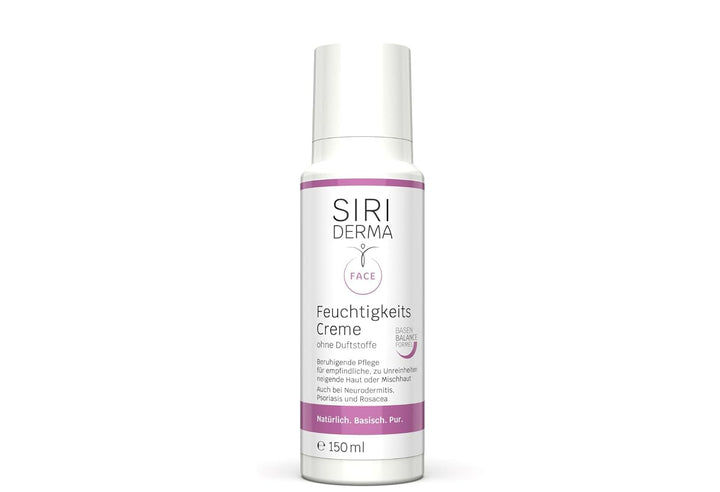 SIRIDERMA Basische Feuchtigkeitscreme | 150 ml | Ohne Duftstoffe | Pflege für empfindliche Mischhaut