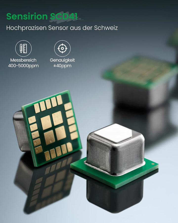 Newentor CO2 Messgerät, 4 CO2-Konzentrationsstufen mit Alarm und Lüftungsempfehlungen, Batteriebetri