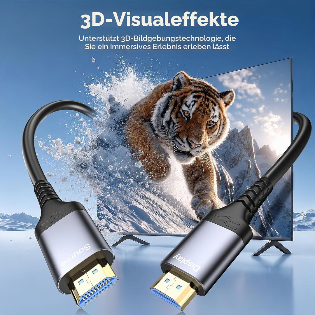 8K HDMI Glasfaserkabel 20m, 48Gbps Ultra High Speed HDMI 2.1 Kabel/AOC Unterstützung 8K@60Hz,4K@120H