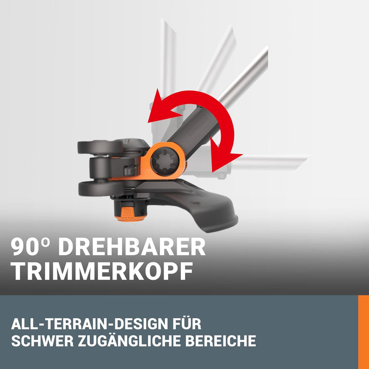 WORX WG163E.1 20V Akku-Rasentrimmer – Inkl. Li-Ion Akku, Ladestation, Spule, Sicherheitsschutz und