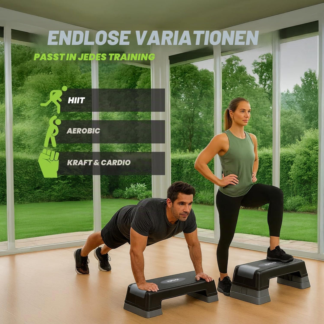 VirtuFit Verstellbarer Aerobic Stepper - Anti-Rutsch - Mini Stepper für Zuhause - Stepbrett bis 110k