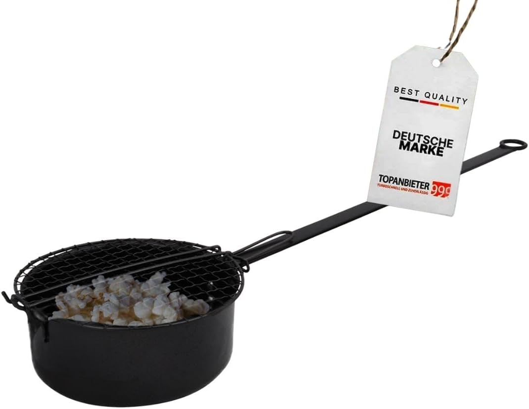 Popcornpfanne Popcorn-Pfanne für Lagerfeuer & Grill/Popcorn Maker mit langem Griff & Gitterdeckel Pe