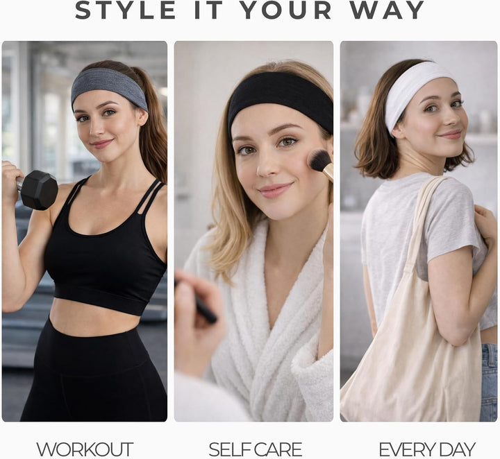 Styla Hair 10 Pack Yoga Stirnbänder - elastische Baumwolle Multifunktionssport-Kopfbänder dehnbare P