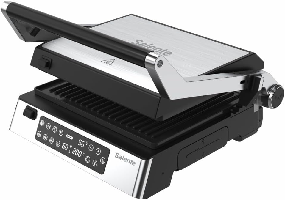 FlamePro Kontaktgrill mit externem Temperaturfühler, 8 Programme, antihaftbeschichtete Grillplatte,