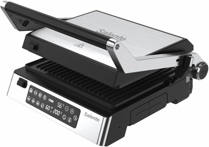 FlamePro Kontaktgrill mit externem Temperaturfühler, 8 Programme, antihaftbeschichtete Grillplatte,