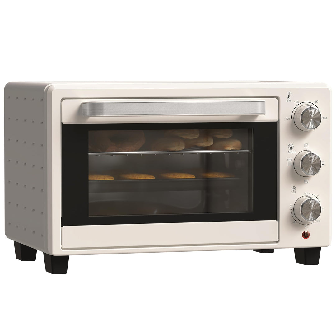 HOMCOM Mini Backofen 21L Pizza-Ofen, Miniofen inkl. Backblech, Grillrost und Krümmelblech, 1400W Tis