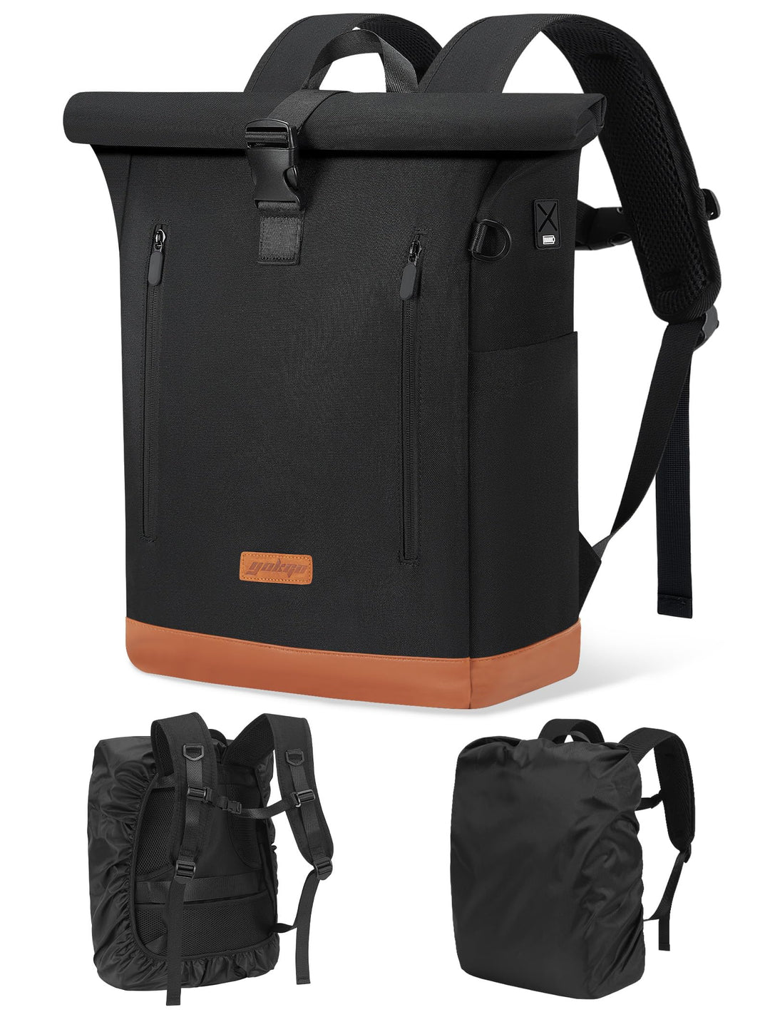 Rucksack Damen &amp; Herren, 24-30L Rolltop Rucksack Laptoprucksack mit 17 Zoll Laptopfach &amp; USB Anschlu