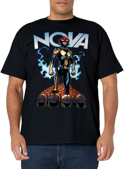 Men's Marvel Nova Guardians of the Galaxy Helmet Graphic T-Shirt 3XL Baby Blue