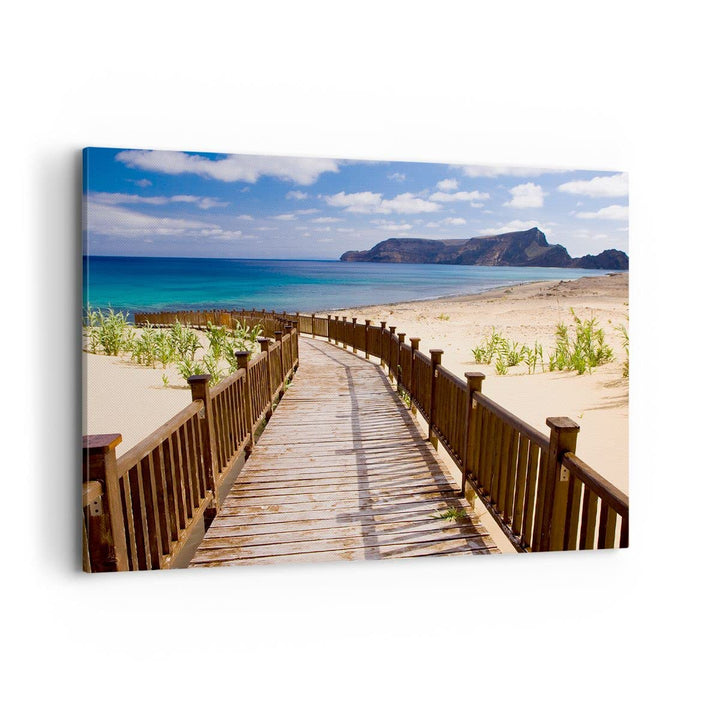 ARTTOR Bilder auf Leinwand 100x70cm Leinwandbild Ozean Strand Sand Ufer Gross Wanddeko Bild Schlafzi