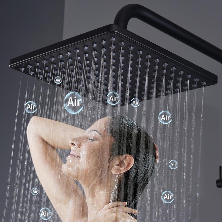 HOMELODY Duschsystem mit Thermostat Schwarz - Duscharmatur Edelstahl Regendusche mit armatur, Duscha