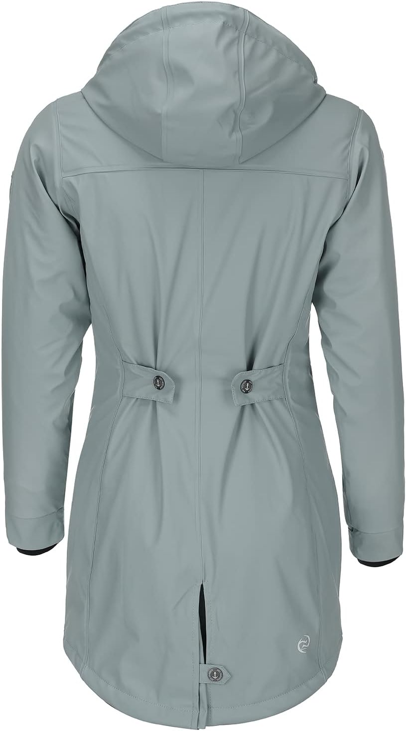 Dry Fashion Damen Regenmantel Malmö - Frauen Regenjacke Jacke mit Kapuze Lang Winddicht Wasserdicht