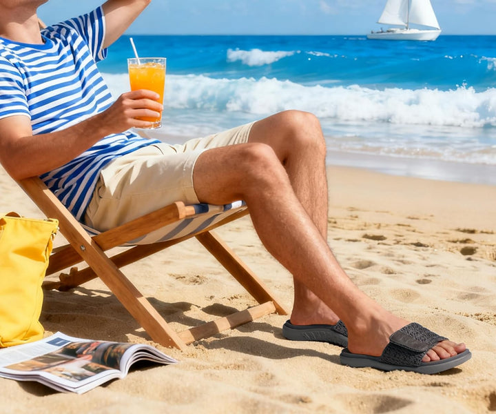 ONCAI Dusch Badelatschen Herren mit Klettverschluss Offener Zeh Sports Badesandalen Sommer Freizeit