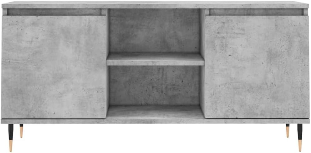 TV-Schrank, Zementgrau, 104 x 35 x 50 cm, mehrschichtiges Holz, Eisen, Fernsehschrank, niedrig, mit