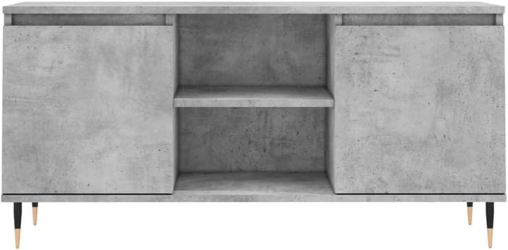 TV-Schrank, Zementgrau, 104 x 35 x 50 cm, mehrschichtiges Holz, Eisen, Fernsehschrank, niedrig, mit