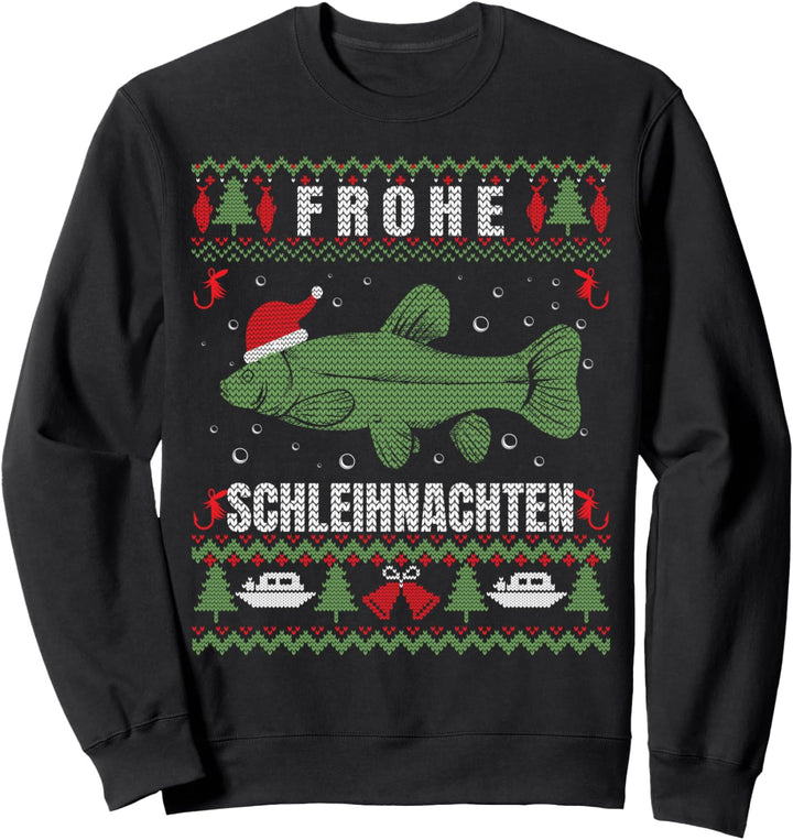 Ugly Christmas Frohe Schleihnachten Fischer Angler Sweatshirt