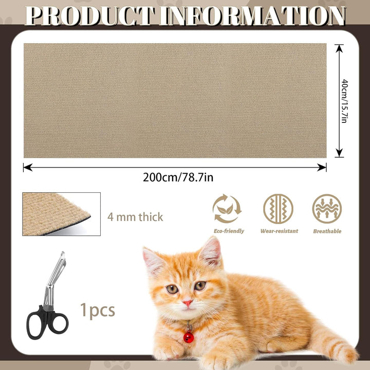 Selbstklebend Kratzbretter Dunkles Khaki Katze Kratzteppich Katze Kratzmatte Katze Wand Teppich Katz