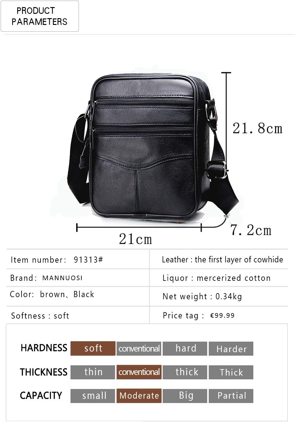 Herren Schultertaschen Freizeit Fashion Echtleder Crossbody Tasche Schwarz3, Schwarz3