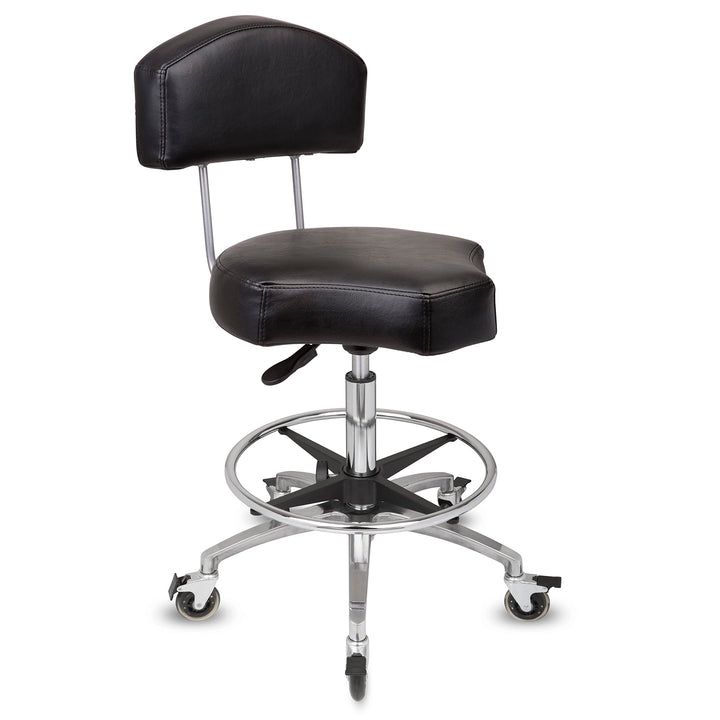 Staboos Rollhocker bis 160 kg - Ergonomisch geformter Sitz mit Bremse und Lehne - Drehhocker (Premiu