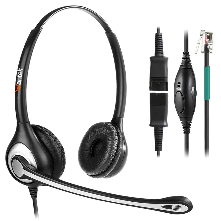 Wantek RJ9 Telefon Headset mit Mikrofon Noise Cancelling &amp; Quick Disconnect, Festnetztelefon Kopfhör