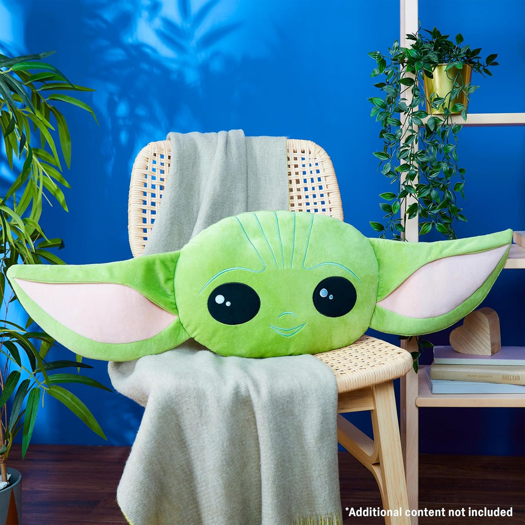 Disney Mandalorian Baby Yoda Plüsch Zierkissen mit Füllung und Bezug, 3D Kinderzimmer Kissen für Bet